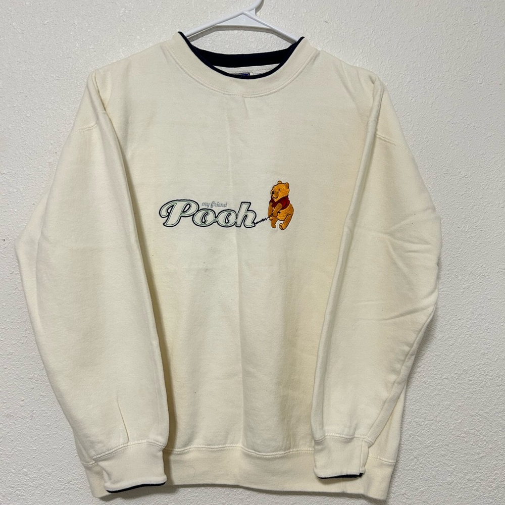 Vintage Disney Winnie‎ The Pooh Crewneck Sweatshirt Large Embroidered STAINS
